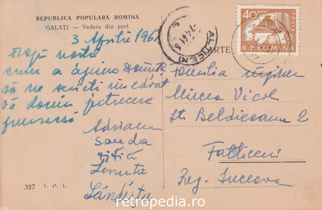 Nave ancorate la pontoane în Portul Dunărean Galați în anul 1961, verso