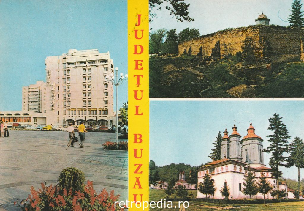 Vederi multiple cu Hotelul Pietroasa și Mănăstirea Ciolanu Buzău 1981, fata